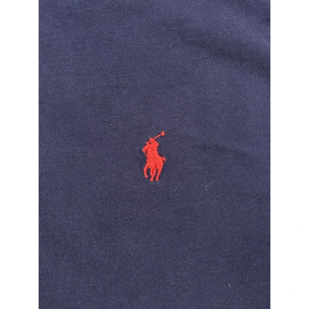 Mens Polo Ralph Lauren V Neck Short Sleeve Tee‎ Shirt Blue Red Horse Size L